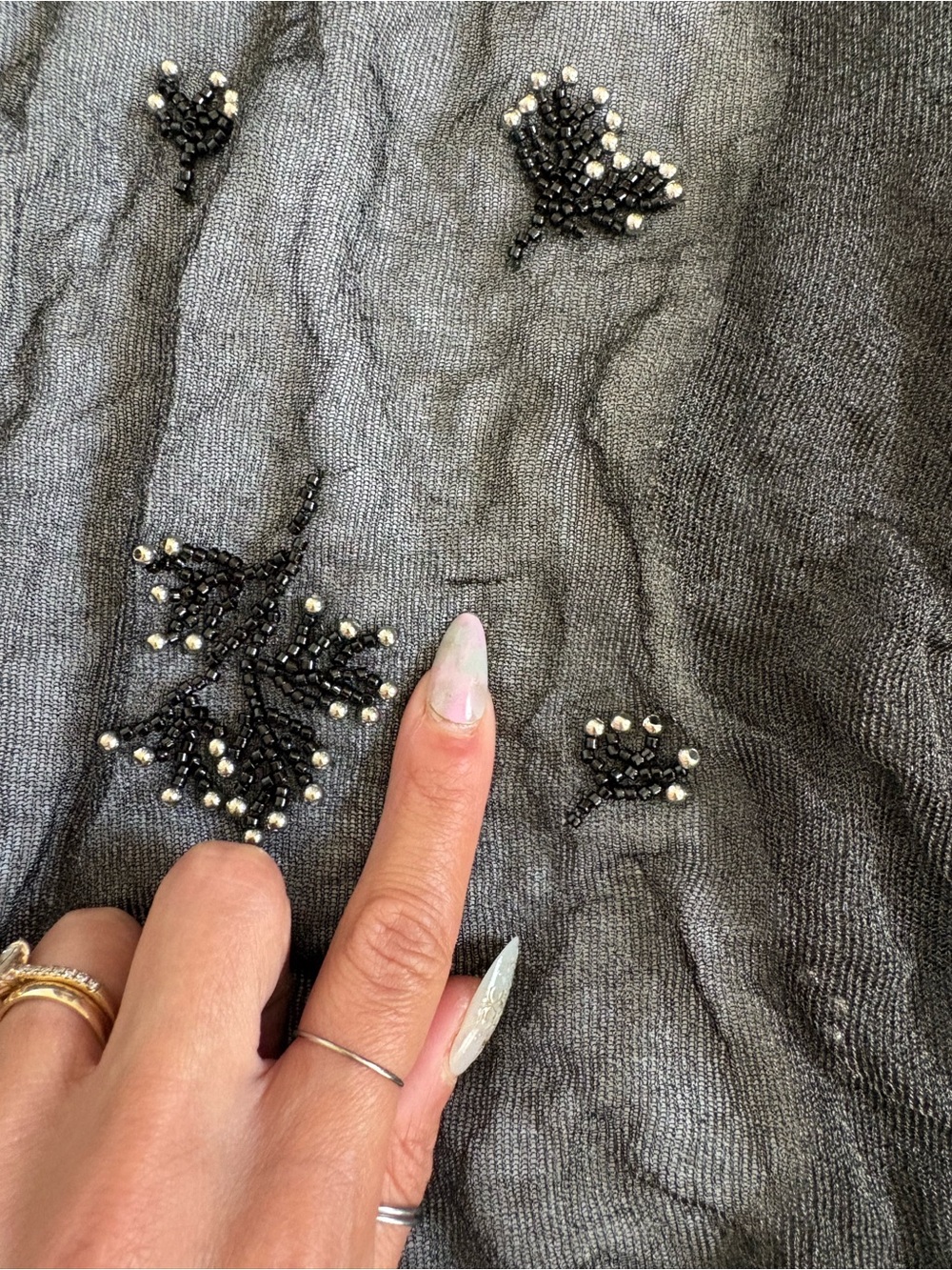 Zara Sheer Embellished Black Mesh Open-Front Cardigan - Small - Picture 6 of 8